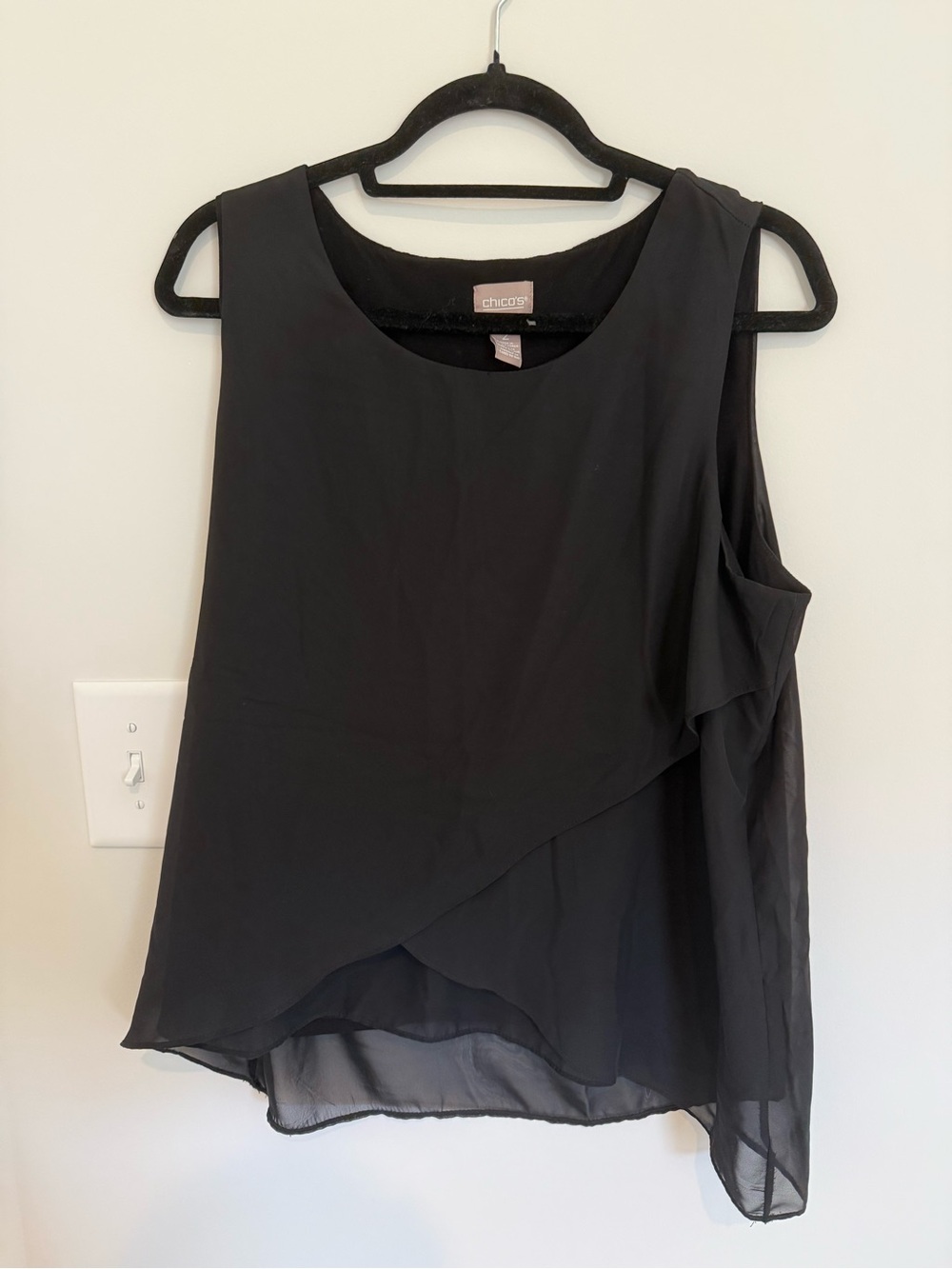 Chico's Black Asymmetric Layered Sleeveless Camisole